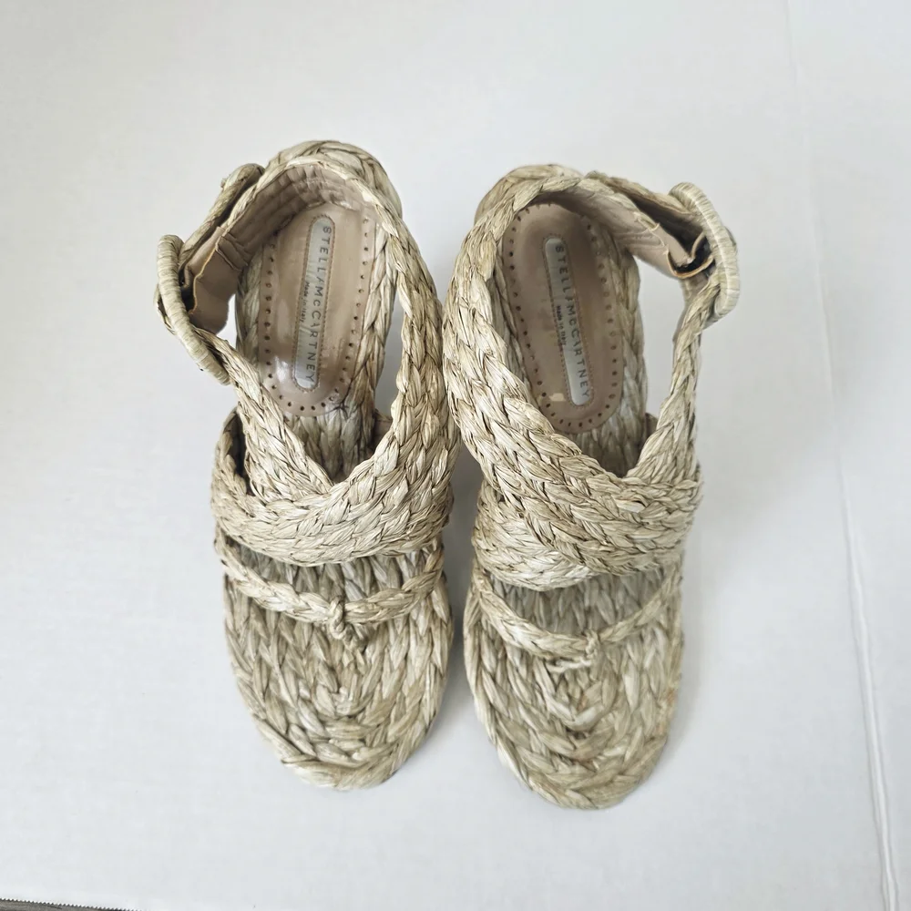 Stella McCartney Woven Straw Sandals 39.5 - Picture 2 of 4